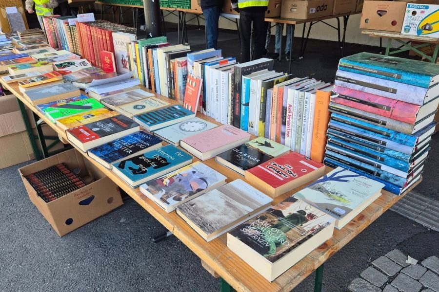 Avdeling med bøker hos Hasle skoles loppis