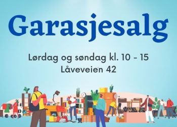 Plakat for garasjesalg på Oppsal både lørdag og søndag