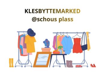 plakat for klesbyttemarked på schous plass