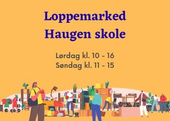 Plakat for loppemarkedet på Haugen skole