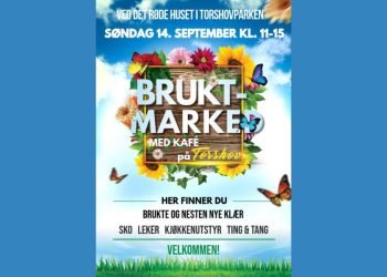 Plakat med informasjon om markedet i Torshovparken