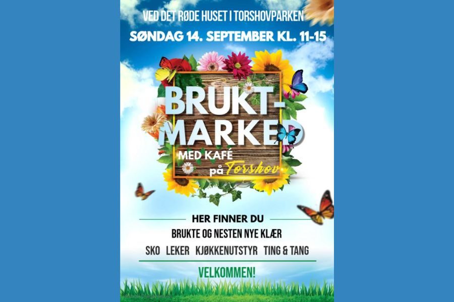 Plakat med informasjon om markedet i Torshovparken